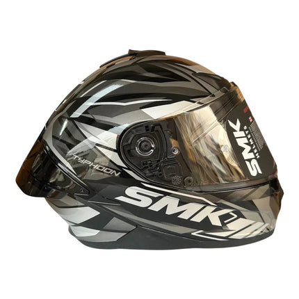 SMK Typhoon Rival Glossy Grey White Helmet Side View