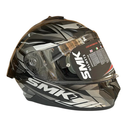 SMK Typhoon Rival Glossy Grey White Helmet Side View