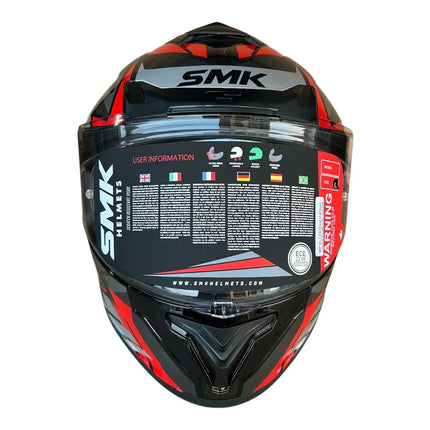 SMK Typhoon Rival Glossy Grey Red Helmet Front View