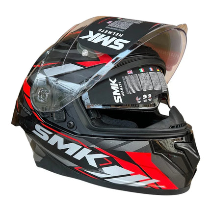 SMK Typhoon Rival Glossy Grey Red Helmet Side View
