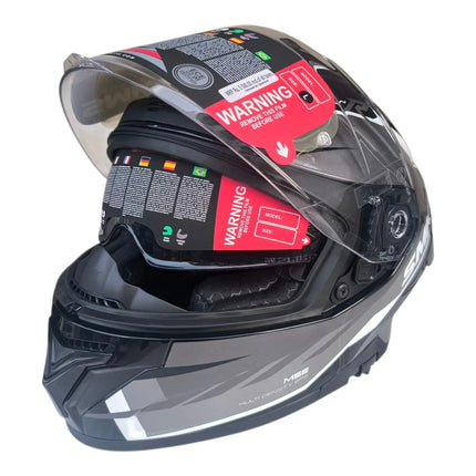 SMK Typhoon Aerot Glossy Grey White Helmet cross View
