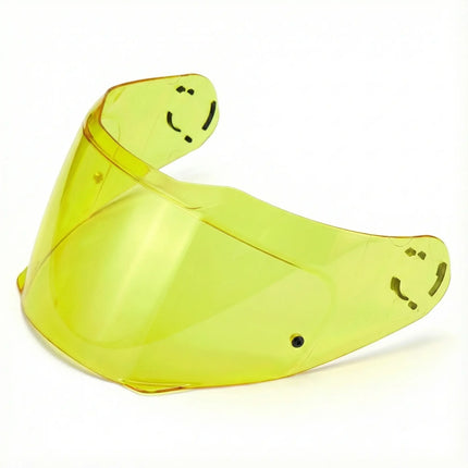 SMK Twister Helmet Night Vision Visor in high-contrast yellow tint. Features Pinlock 30 ready pins for anti-fog inserts and a scratch-resistant polycarbonate surface