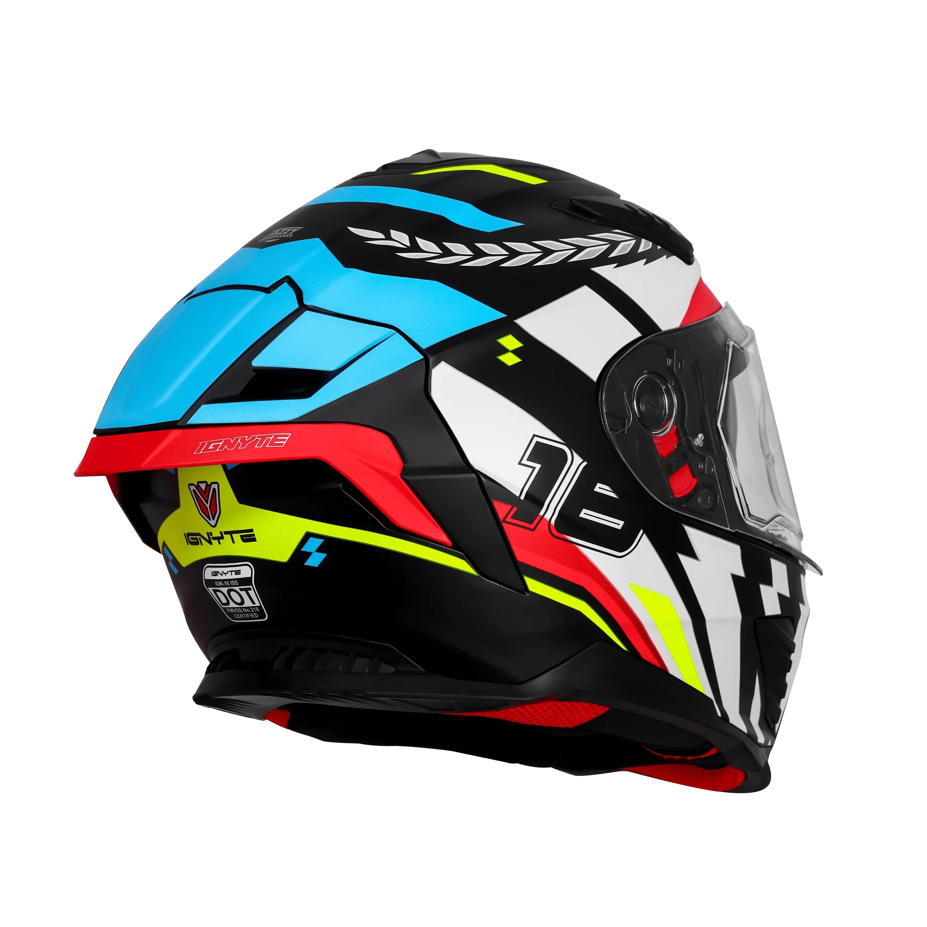 IGNYTE IGN-16 Black White Blue Helmet | Dual Visor ISI DOT Certified ...
