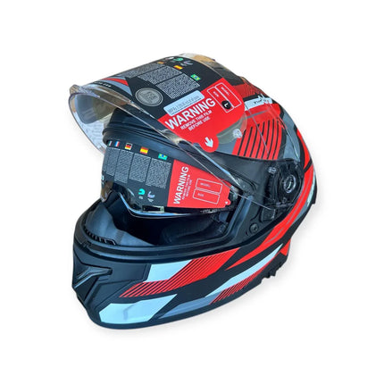 SMK Typhoon Sparko Helmet - Glossy Grey White Red (GL236) - ISI DOT ECE 22.06 Certified
