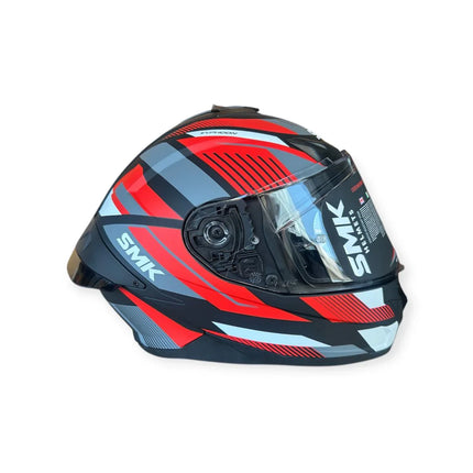 SMK Typhoon Sparko Helmet - Glossy Grey White Red (GL236) - ISI DOT ECE 22.06 Certified