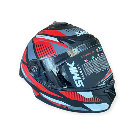 SMK Typhoon Sparko Helmet - Glossy Grey White Red (GL236) - ISI DOT ECE 22.06 Certified