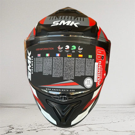 SMK Typhoon Sparko Helmet - Glossy Grey White Red (GL236) - ISI DOT ECE 22.06 Certified