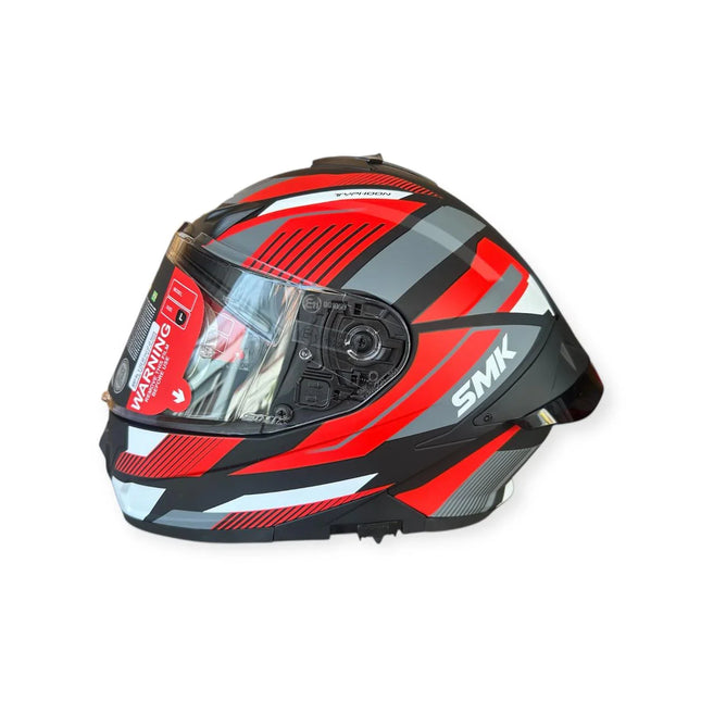 SMK Typhoon Sparko Helmet - Glossy Grey White Red (GL236) - ISI DOT ECE 22.06 Certified