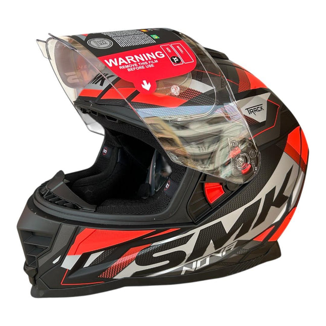SMK Nova Track Helmet | MA263 Matt Grey Red | ECE 22.06 Helmet