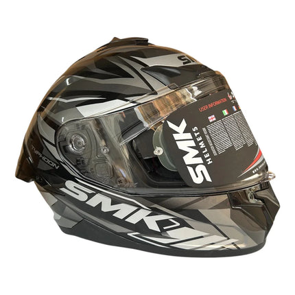 SMK Typhoon Rival Glossy Grey Black Helmet (GL266) – ISI, DOT & ECE 22.06 Certified