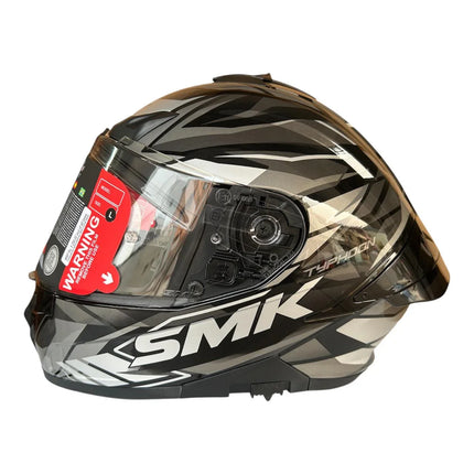 SMK Typhoon Rival Glossy Grey Black Helmet (GL266) – ISI, DOT & ECE 22.06 Certified