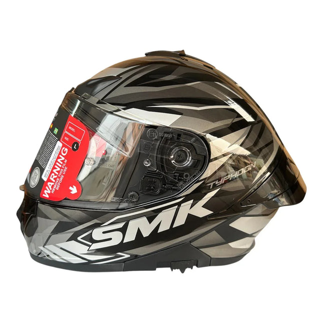 SMK Typhoon Rival Glossy Grey Black Helmet (GL266) – ISI, DOT & ECE 22.06 Certified