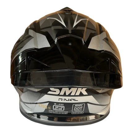 SMK Typhoon Rival Glossy Grey Black Helmet (GL266) – ISI, DOT & ECE 22.06 Certified