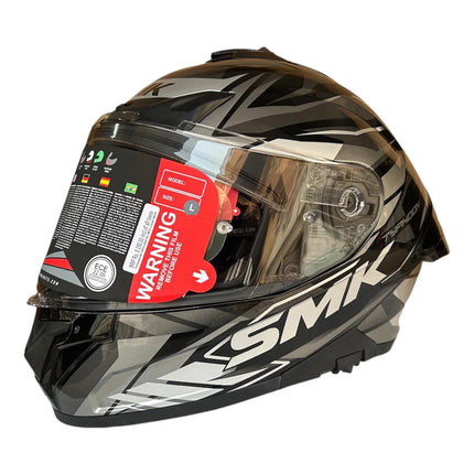 SMK Typhoon Rival Glossy Grey Black Helmet (GL266) – ISI, DOT & ECE 22.06 Certified