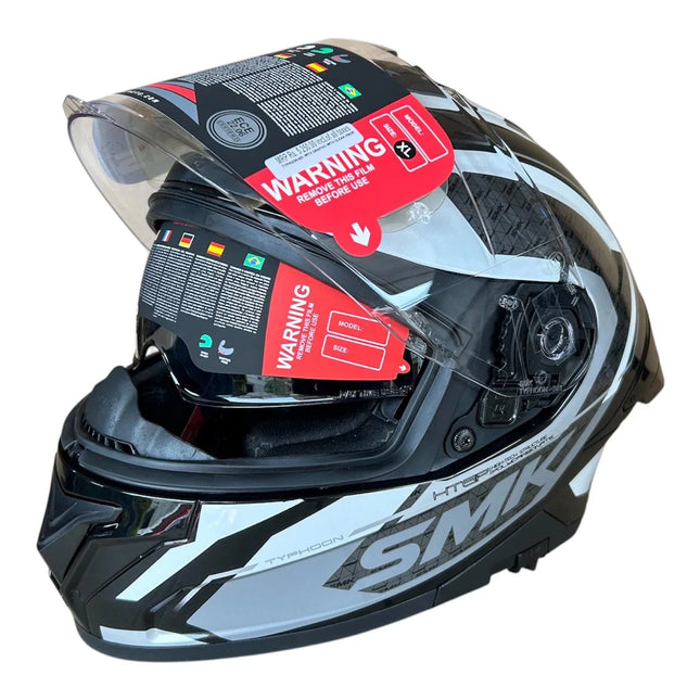 SMK Typhoon RD1 Glossy Grey White - GL216 - ISI DOT ECE 22.06 Certified