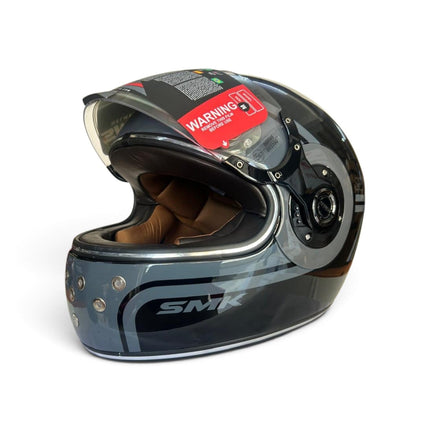 SMK Retro 7 Glossy Black Grey - GL260 - Pinlock 70 - ECE 22.06 Certified