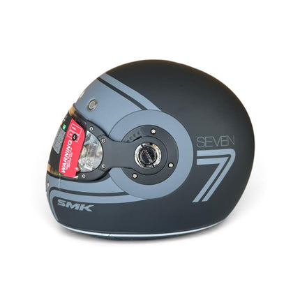 SMK Retro 7 Matt Black Grey - MA260 - Pinlock 70 - ECE 22.06 Certified