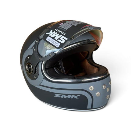 SMK Retro 7 Matt Black Grey - MA260 - Pinlock 70 - ECE 22.06 Certified