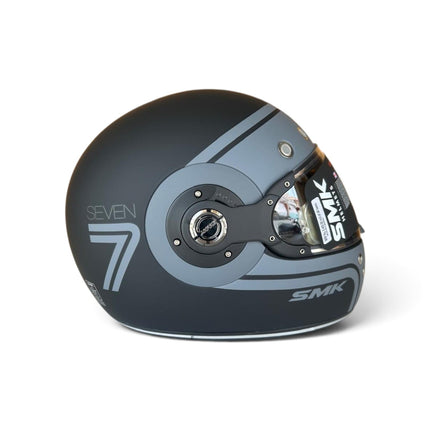 SMK Retro 7 Matt Black Grey - MA260 - Pinlock 70 - ECE 22.06 Certified