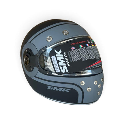 SMK Retro 7 Matt Black Grey - MA260 - Pinlock 70 - ECE 22.06 Certified
