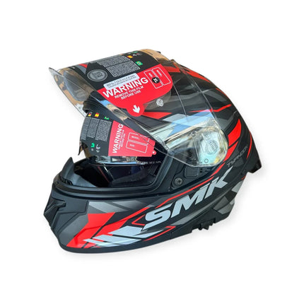 SMK Typhoon Rival MA263 Full Face Helmet – Matt Grey Red | ECE 22.06 | Pinlock 30
