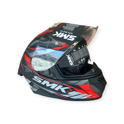 SMK Typhoon Rival MA263 Full Face Helmet – Matt Grey Red | ECE 22.06 | Pinlock 30