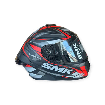 SMK Typhoon Rival MA263 Full Face Helmet – Matt Grey Red | ECE 22.06 | Pinlock 30