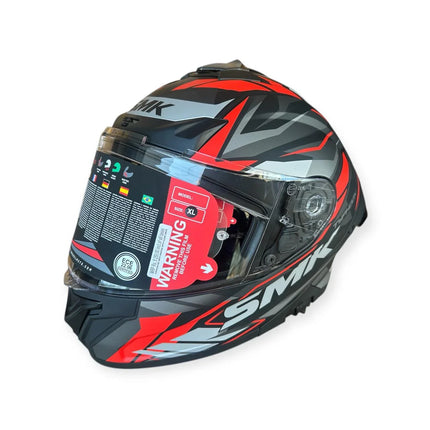 SMK Typhoon Rival MA263 Full Face Helmet – Matt Grey Red | ECE 22.06 | Pinlock 30