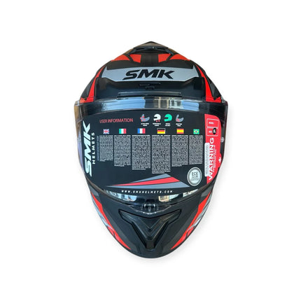 SMK Typhoon Rival MA263 Full Face Helmet – Matt Grey Red | ECE 22.06 | Pinlock 30