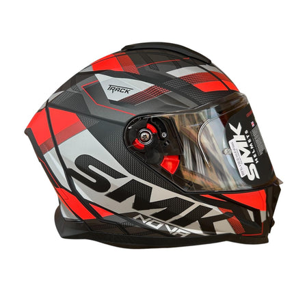 SMK Nova Track Helmet | MA263 Matt Grey Red | ECE 22.06 Helmet