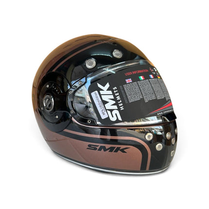 SMK Retro 7 Helmet Glossy Black Gold GL720 | Pinlock 70 | ECE 22.06 Certified