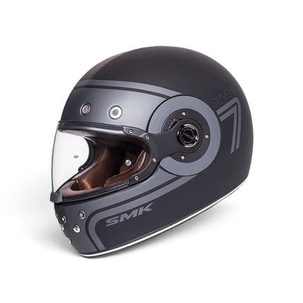 SMK Retro 7 MA260 Full Face Helmet Matt Black Grey ISI ECE DOT Certified