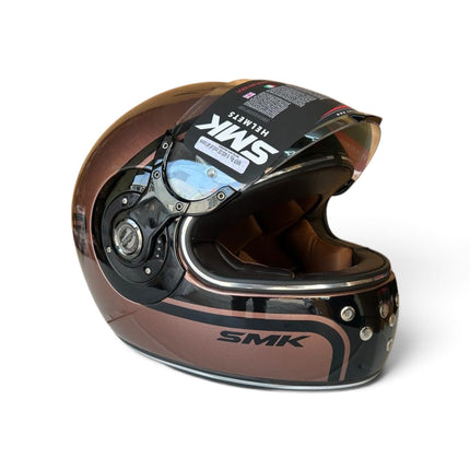 SMK Retro 7 Helmet Glossy Black Gold GL720 | Pinlock 70 | ECE 22.06 Certified
