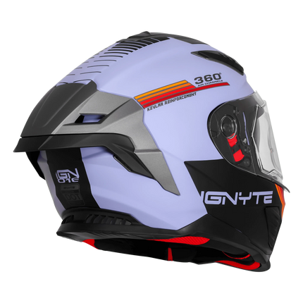 Ignyte IGN-16 ISS Full Face Helmet Glossy Metal Blue White Red Orange Featuring EPP and Kevlar Protection