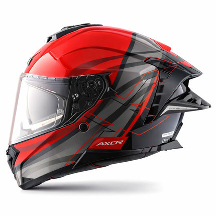 Axor Brutale Grey Red Helmet side profile aerodynamic dual spoiler helmet