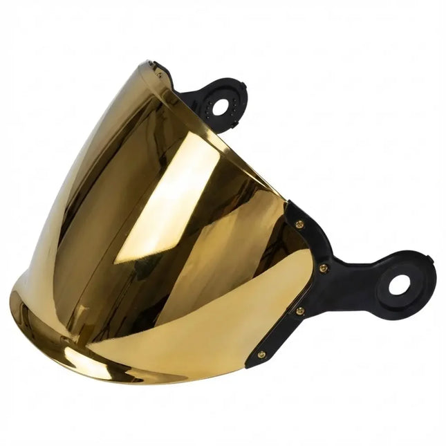 Front view of SMK Retro Jet helmet visor with golden mirror finishRiders India