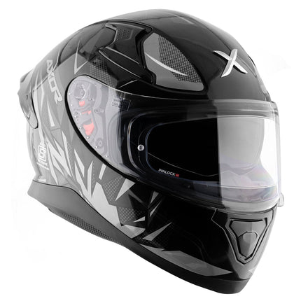 Axor Apex Hunter Glossy Black Grey Helmet - ISI DOT ECE 22.06 Certified
