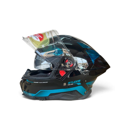 Studds Helios Asphalt Helmet | Chorome Blue | Dual Visor | ISI DOT Certified