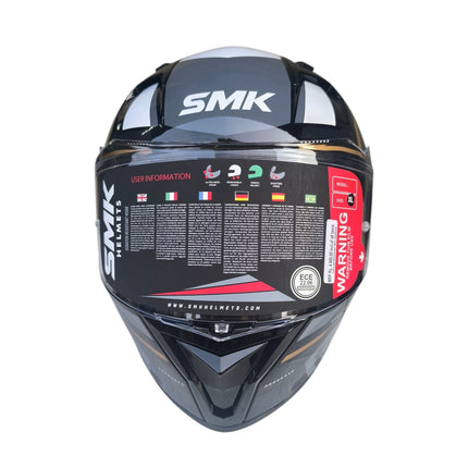 SMK Stellar K-Power Glossy Black Glod Helmet - ISI DOT ECE Certified