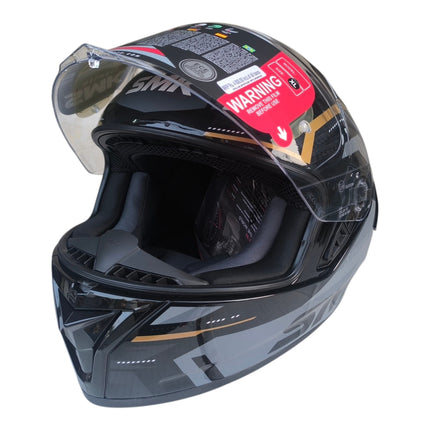 SMK Stellar K-Power Glossy Black Glod Helmet - ISI DOT ECE Certified