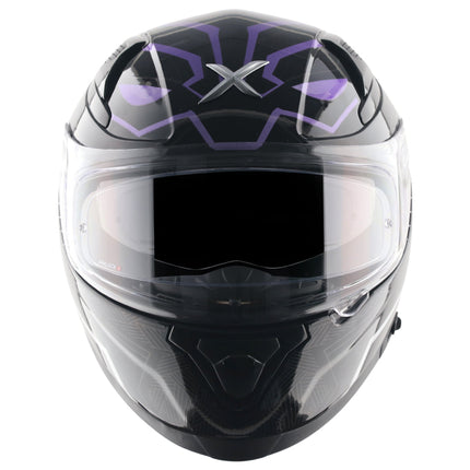 Axor Apex Black Panther Glossy Black Purple Helmet - ISI DOT ECE 22.06 Certified