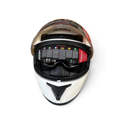 SMK Typhoon Glossy White Helmet - Dual Visor -  GL100 - ISI DOT ECE 22.06 Certified