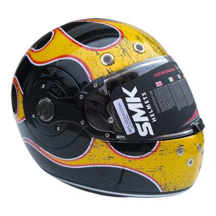 SMK Retro Inferno Glossy Black Yellow Red GL263 - ECE 22.06 - Pinlock 70 Visor
