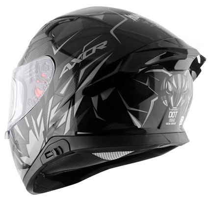 Axor Apex Hunter Glossy Black Grey Helmet - ISI DOT ECE 22.06 Certified