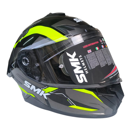 SMK Typhoon Azonix Glossy Neon Grey Helmet Front View