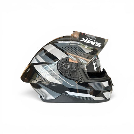 SMK Typhoon Sparko Glossy Grey White Helmet - Ece 22.06 certified
