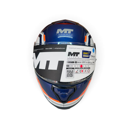 MT Thunder 3 Blaze C14 Glossy White Blue Helmet - ISI DOT Certifide