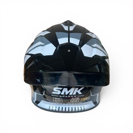 SMK Typhoon Sparko Glossy Grey White Helmet - Ece 22.06 certified