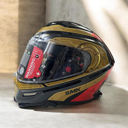 SMK Agnar Cyborg Gold Red Helmet