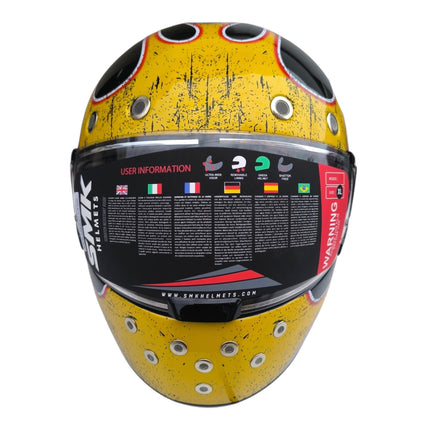 SMK Retro Inferno Glossy Black Yellow Red GL263 - ECE 22.06 - Pinlock 70 Visor